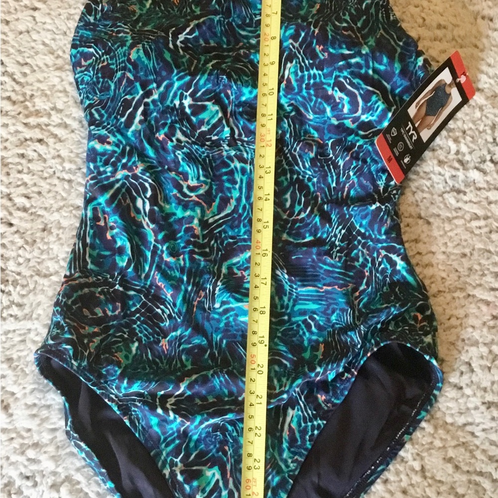 TYR women Blue and Green Waterprint One-Piece Swimsuit